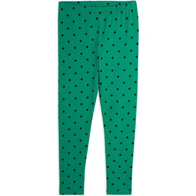 Mini Rodini Kids' Polka Dot Leggings In Green