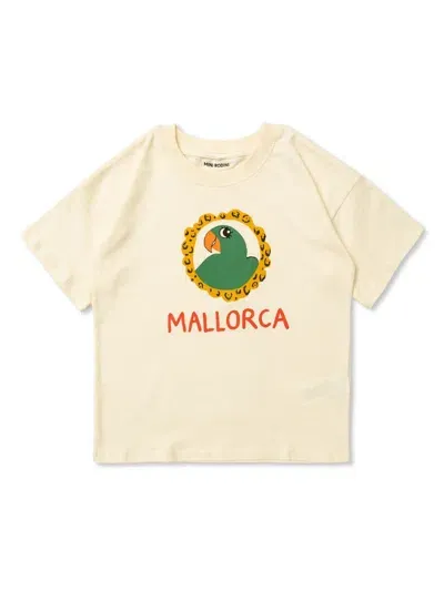 Mini Rodini Babies' Mallorca Parrot Print T-shirt In Neutrals