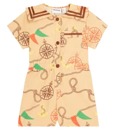 Mini Rodini Kids' Nautical Cotton Playsuit In Neutrals