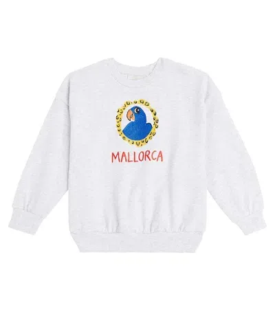 Mini Rodini Kids' Parrot Embroidered Cotton Sweatshirt In Grau