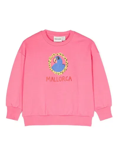 Mini Rodini Kids' Parrot-embroidered Sweatshirt In Pink