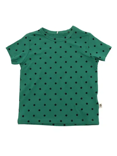 Mini Rodini Polka Dot Ss Tee In Green