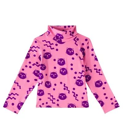 Mini Rodini Kids' Squiggly Cats Cotton-blend Sweatshirt In Pink