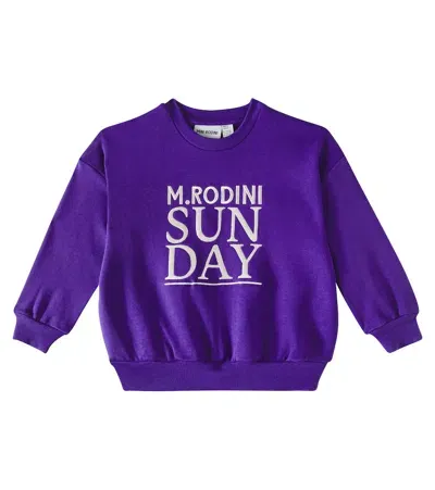 Mini Rodini Kids' Sunday Embroidered Cotton Sweatshirt In Purple