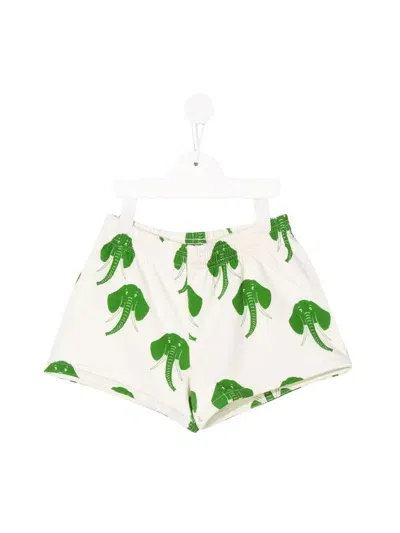 Minirodini Elephants Aop Sweatshorts In White