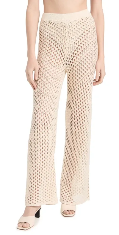 Minkpink Balmy Crochet Knit Pants Cream In Beige