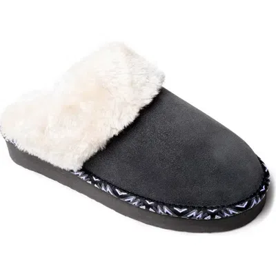 Minnetonka Cerise Faux Fur Lined Slipper In Charcoal