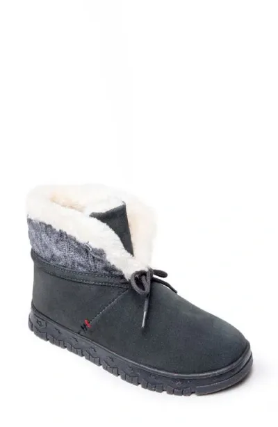 Minnetonka Norean Faux Fur Lined Slipper Bootie In Charcoal