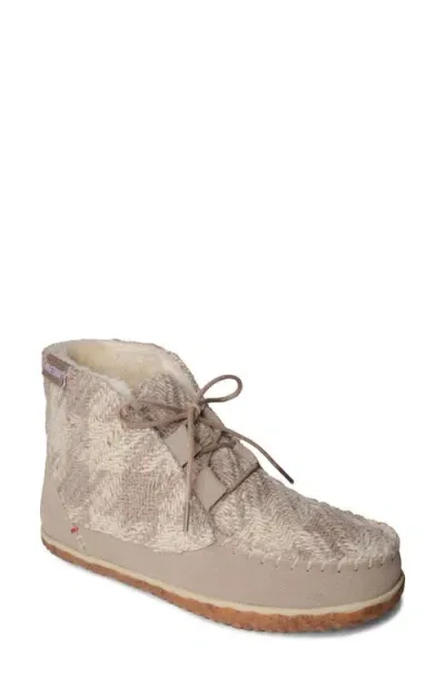 Minnetonka Torrey Faux Fur Lined Slipper Bootie In Simply Taupe Multi