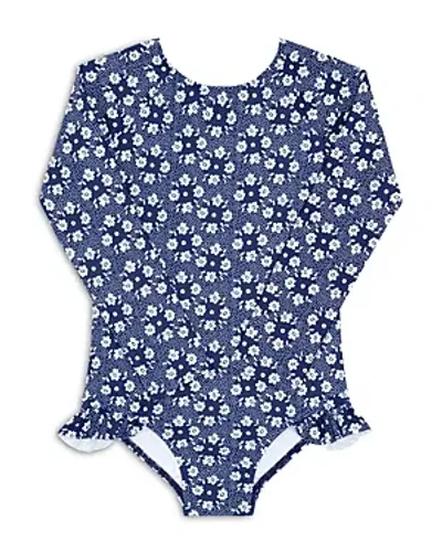 Minnow Girls' Printed One Piece Rash Guard Swimsuit - Baby, Little Kid, Big Kid In Atlantic Dot