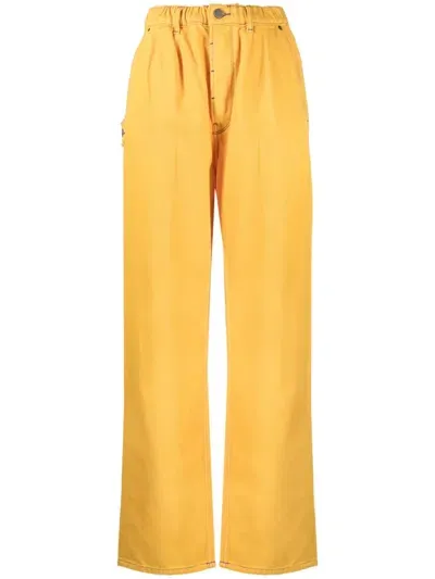 Mira Mikati Logo-patch Straight-leg Jeans In Yellow