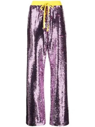 Mira Mikati Sequin-embellished Straight-leg Trousers In Rosa