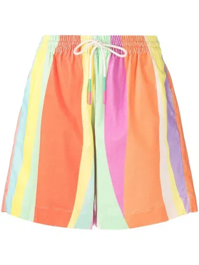 Mira Mikati Stripe-print Drawstring-waist Short Shorts In Multicolour