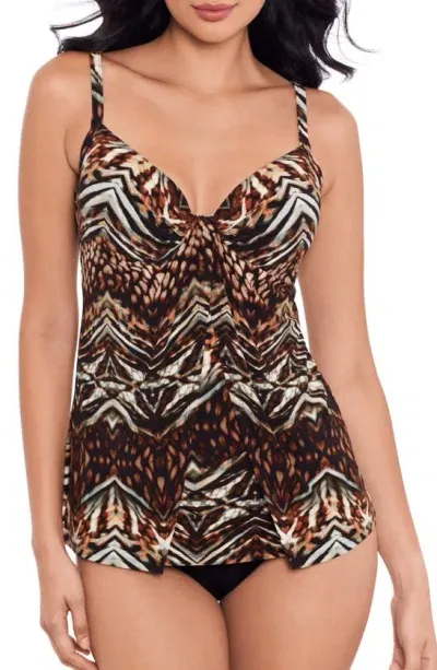 Miraclesuit Tigress Gala Underwire Tankini Top In Black Multi