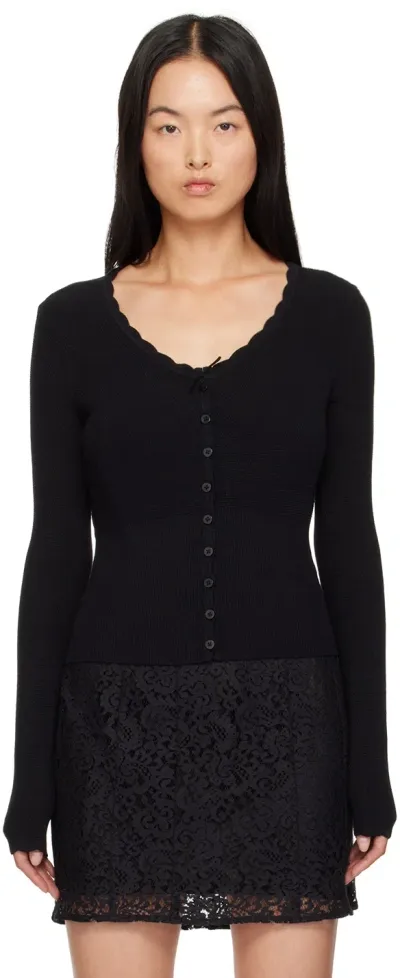 Mirror Palais Black Drawstring Cardigan In Noir