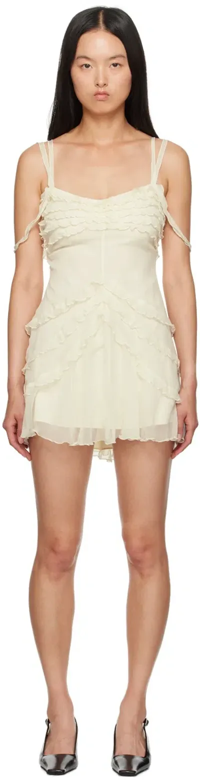 Mirror Palais Off-white Cascading Minidress In Butter