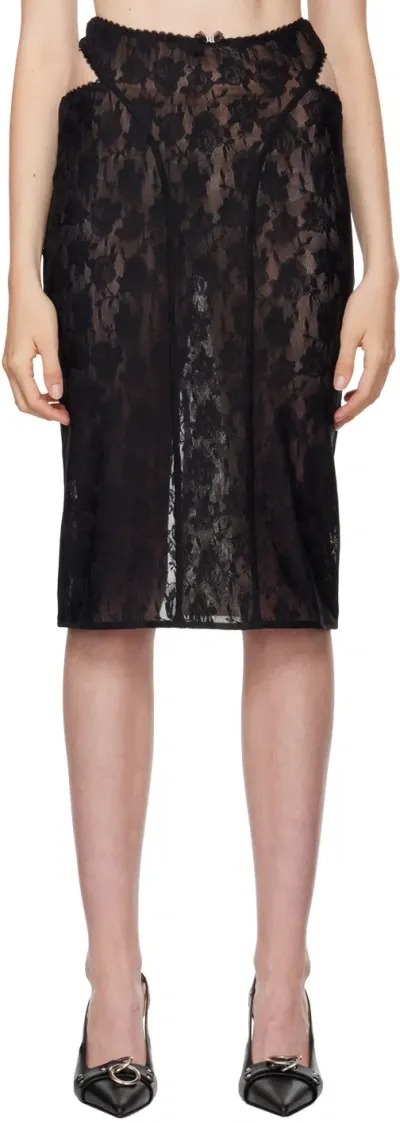 Misbhv Black Lace Cut Out Midi Skirt