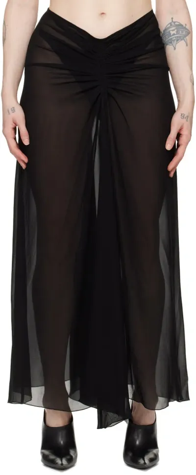 Misbhv Black Ruched Maxi Skirt