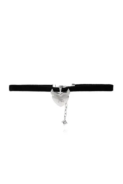 Misbhv Horns Heart Pendant Choker In Black