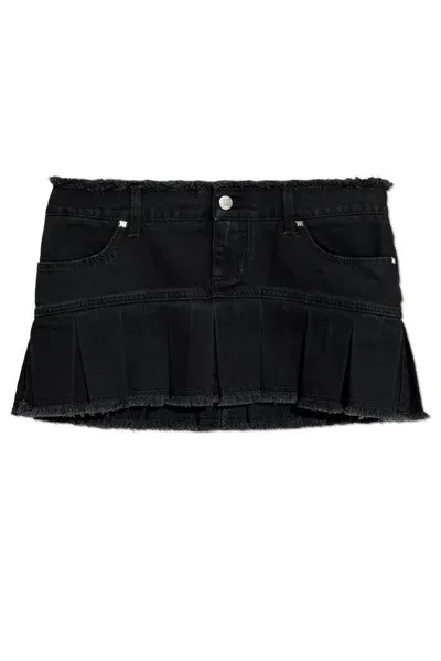 Misbhv Pleated Mini Denim Skirt In Black