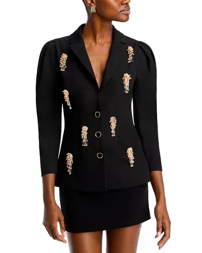 Misook Beaded Applique Blazer In Black/gold