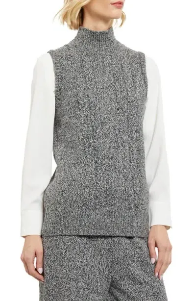 Misook Cable Knit Sleeveless Top In Black/new Ivory