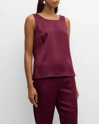 Misook Classic Crepe De Chine Tank In Sangria