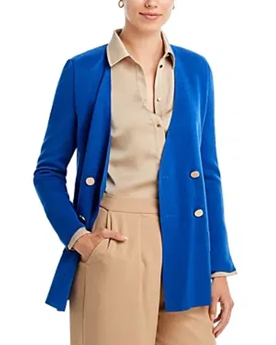 Misook Double Breasted Jacket In Lyons Blue