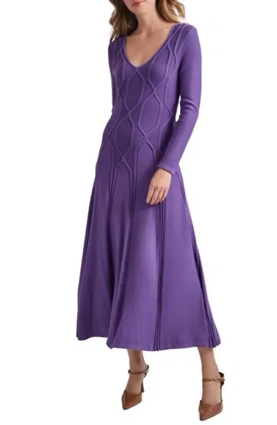 Misook Geometric-knit Maxi Dress In Plum Royale