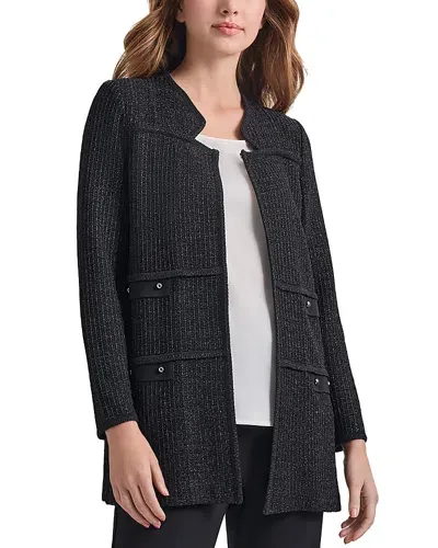 Misook Metallic Knit Jacket In Black