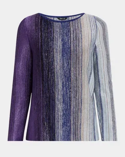 Misook Ombre Striped Shimmer Knit Tunic In Starry Night/blue/black/multi