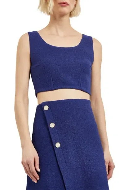 Misook Sleeveless Bouclé Crop Top In Starry Night Blue