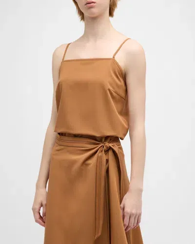 Misook Square-neck Woven Twill Cami In Copper