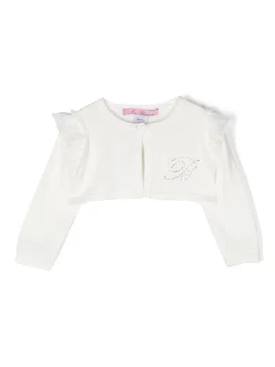 Miss Blumarine Babies' Logo Embellished Cardigan In Weiss