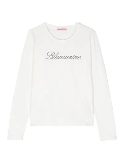 Miss Blumarine Kids' Logo-embellished T-shirt In White