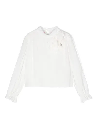 Miss Blumarine Kids' Logo-plaque Blouse In White