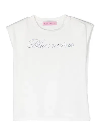 Miss Blumarine Crystal Logo-print T-shirt In White