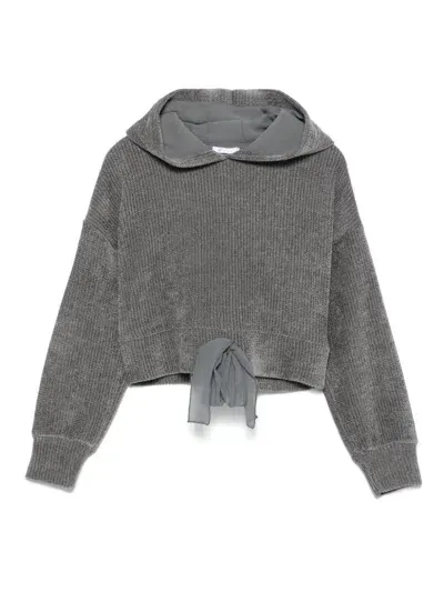 Miss Grant Kids' Chenille Hoodie In Grey