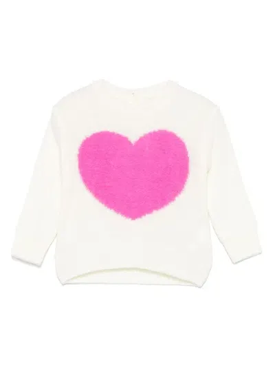 Miss Grant Babies' Heart Jumper In Neutrals