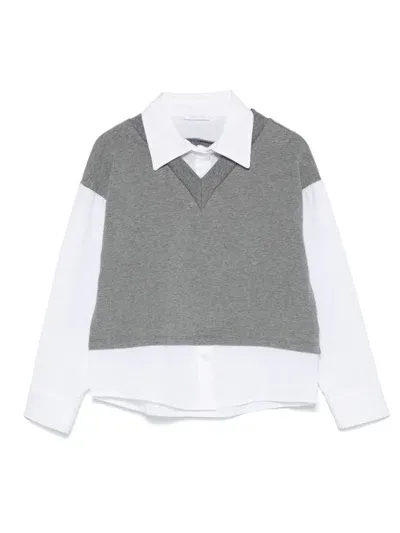 Miss Grant Kids' Layered Blouse In Grey