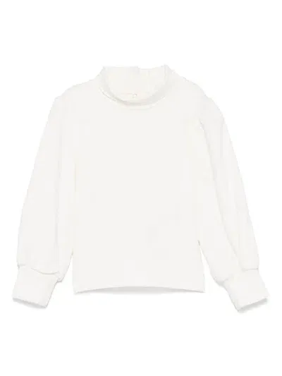 Miss Grant Babies' Pleat-detail Sweatshirt In White