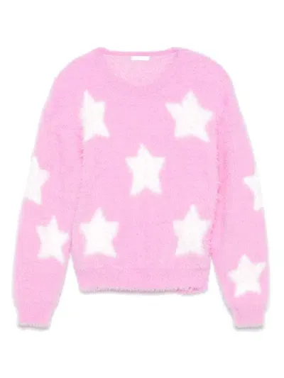 Miss Grant Kids' Star-jacquard Sweater In Pink