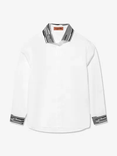 Missoni Kids' Stripe-detailing Cotton Shirt In White