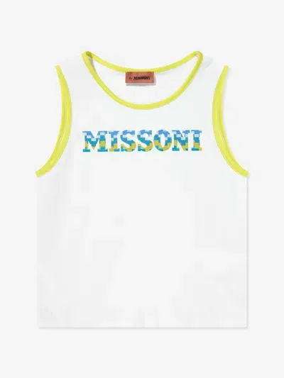 Missoni Kids' Logo-printed Sleeveless T-shirt In White