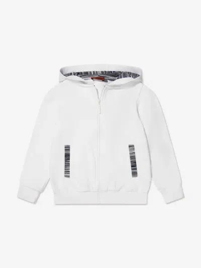 Missoni Kids' Barcode-print Hoodie In White