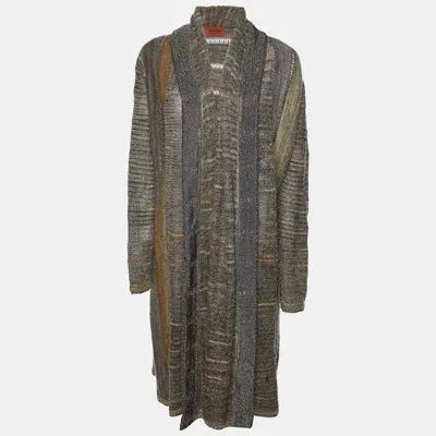 Pre-owned Missoni Brown Wool And Lurex Knit Cardigan M