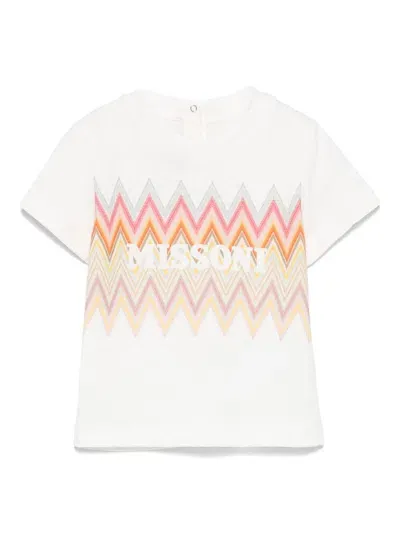 Missoni Babies' Chevron-print T-shirt In White