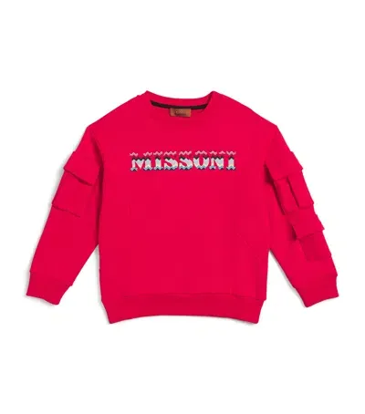 Missoni Kids' Cotton Logo Sweatshirt In Red