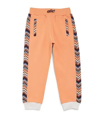 Missoni Kids' Cotton Zigzag Sweatpants In Orange