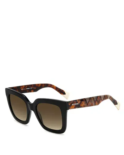 Missoni Fabric Eyewear Prescription Compatible Square Sunglasses, 52mm In Black/brown Gradient